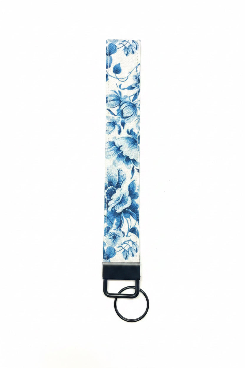 Dark Blue Floral Wristlet